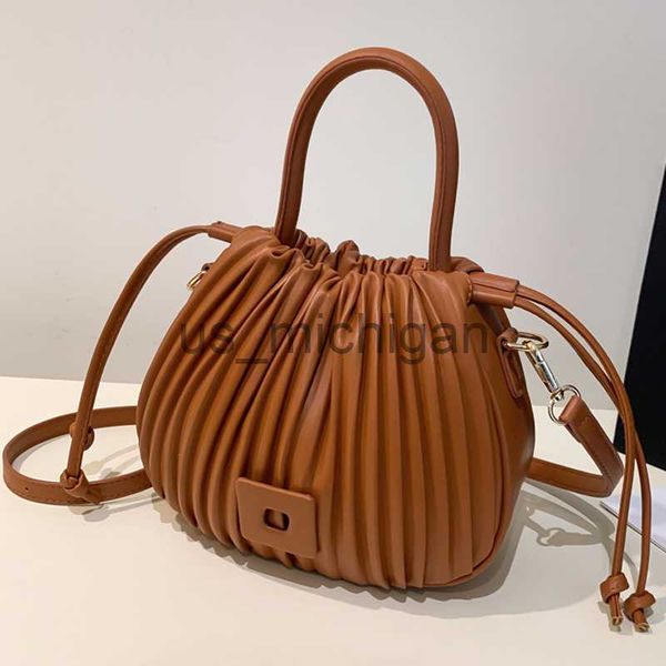 

evening bags women's small pu leather andle bags solid color string pleated cute crossbody shoulder bag ladies luxury handbags 2023 j23