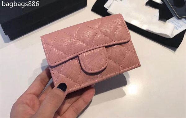 

designer bag luxury designer folding wallet checked caviar women's mini zipper coin solid wallet 10.5cm
