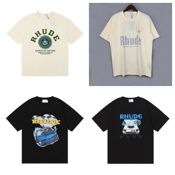 

rhude t-shirt summer designer t shirt men t shirts letter print shirt mens women clothing short sleeved s-xxl, White;black