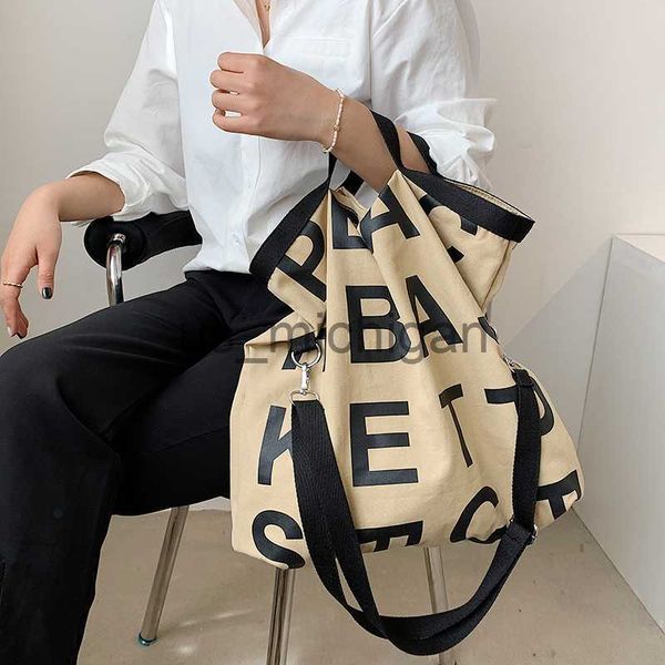 

evening bags oversize canvas tote shopper bag letter pattern luxury designer cotton shoulder handbags large travel hand bag 2021 j230609