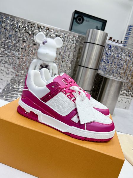 

2023 r woman's shoe leather lace up mens fashion platform sneakers white black mens womens 0607