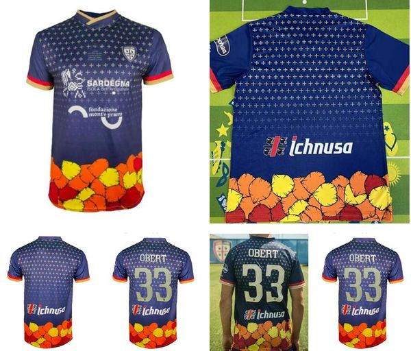 

2023 2024 cagliari soccer jerseys pavoletti lapadula viola luvumbo nandez obert makoumbou rog 23 24 sant efisio special edition, White;black