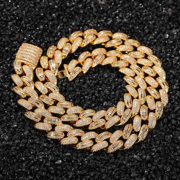 

wholesale hip-hop zircon men necklaces new square round zirconium splicing fashionable personalized cuban link chain necklaces, Silver