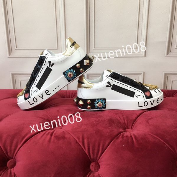

women classics brand casual shoes leather lace-up sneaker running trainers letters shoes flat printed sneakers, Red;white