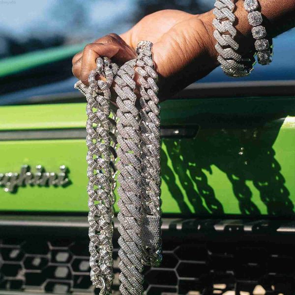 

2023 square baguette tennis chain white gold d color vvs moissanite diamond 925 sterling silver men hip hop jewelry