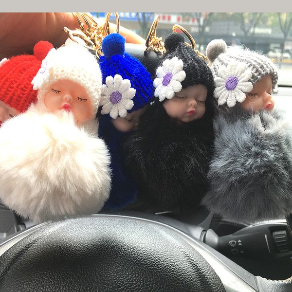 

plush doll keychain cute luggage accessories, Black