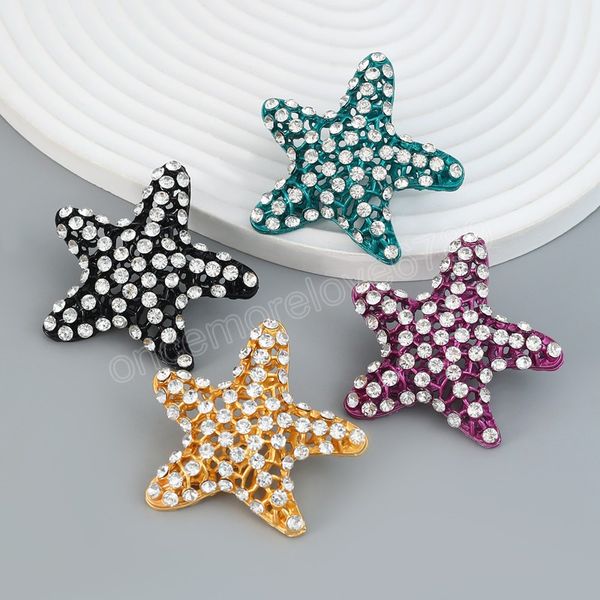 

fashion metal hollowed out starfish earrings for women's exaggerated and minimalist dangle earings banquet jewelry accessories, Silver