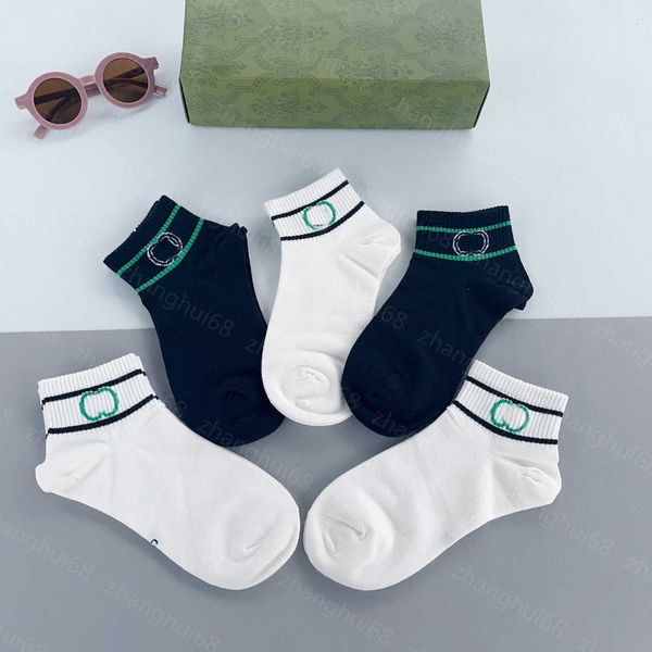 

23ss low-cut socks designer men women socks 5 pairs in box brand double g logo jacquard socks pure cotton sweat-absorbent comfortable mens u, Black
