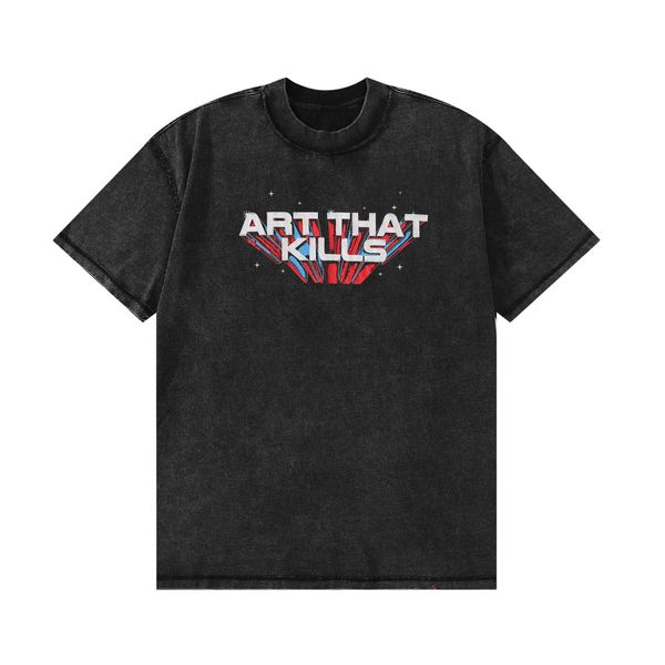 

wholesale designer t shirt for sale g allery d ept fashion 3d letter printing wash and worn back wear casual round neck short sleeve t shirt, White;black