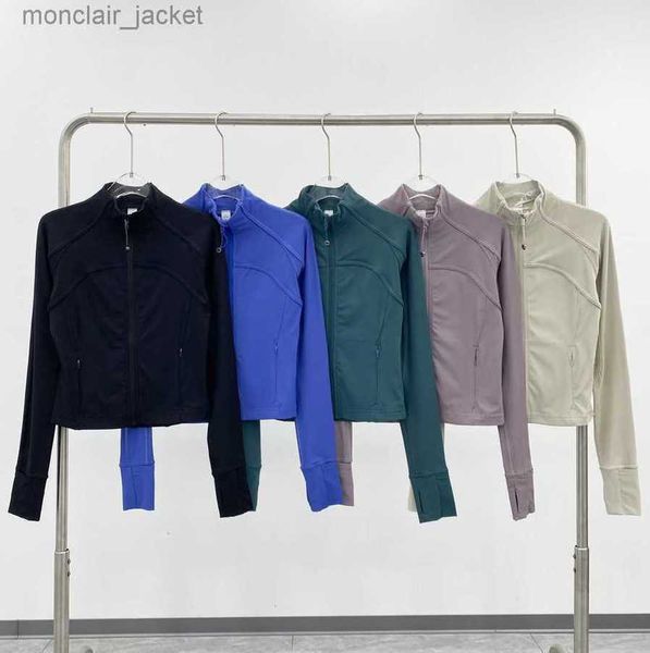 

designer lululemens women jacket family women's slim thread zipper jacket yoga fitness sports coat, Black;brown