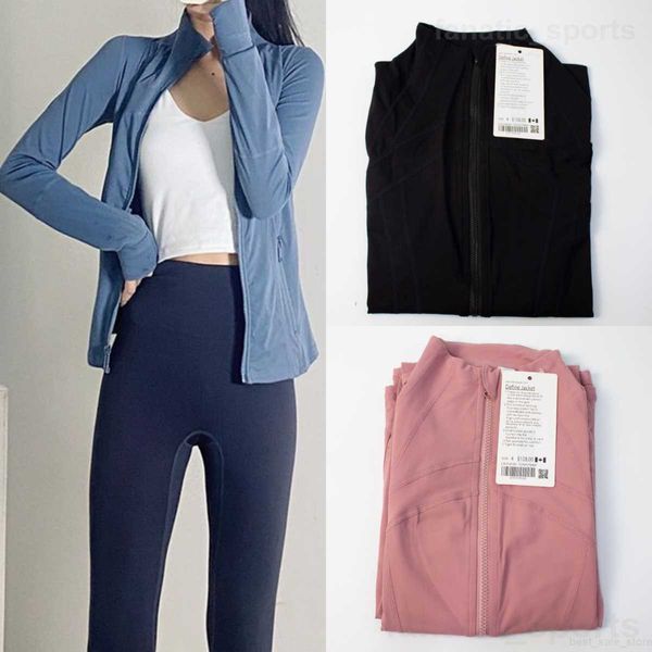

define girl exercise jackets coat yoga stand collar fitness sportswear solid zip up long jogging jacket clothes swift speed bodybuilding tig, White;red