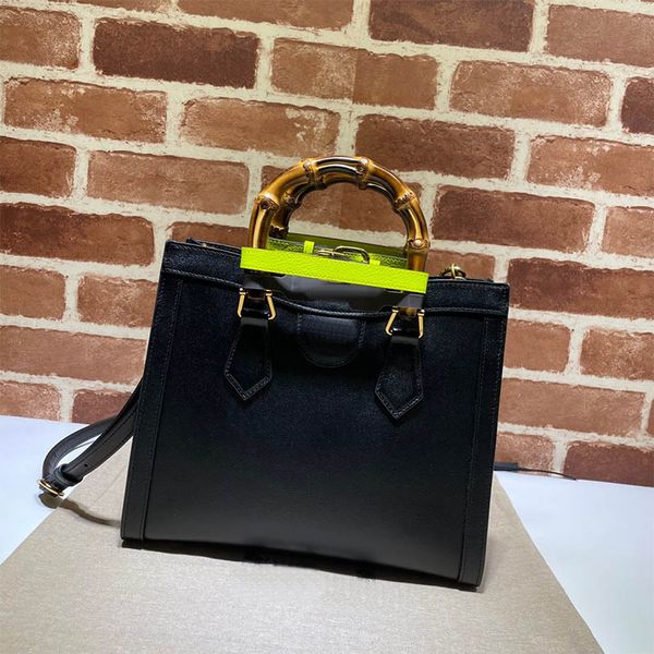 

trendy shoulder bag with bamboo handles genuine leather bag sold without box