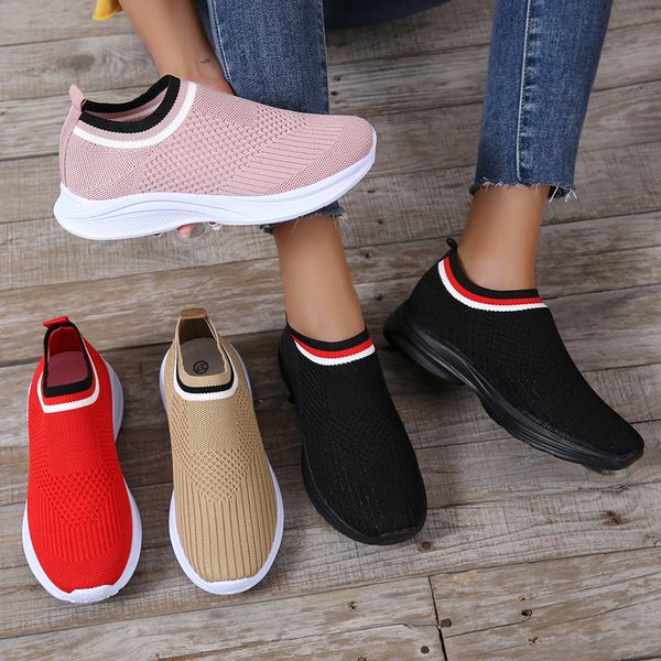 

sports shoes womens spring mesh shoes 2022 summer lightweight running shoes fashionable breathable womens shoes large size 44, Black