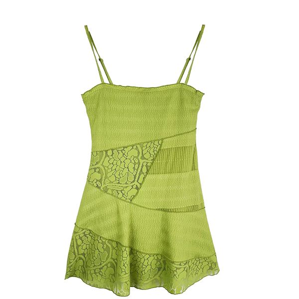 

Dresses Apparel Women's Clothing Lace splicing Slip dress, Green