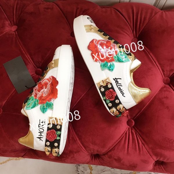 

2023women classics brand casual shoes leather lace-up sneaker running trainers letters shoes flat printed sneakers, Red;white