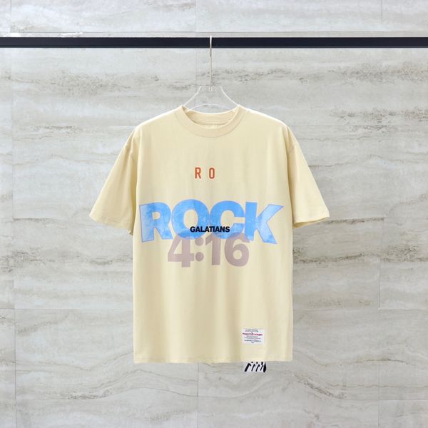 

23ss europe premium cotton t shirt high street tee summer short sleeve fashion men rock t shirt beige, Black;brown