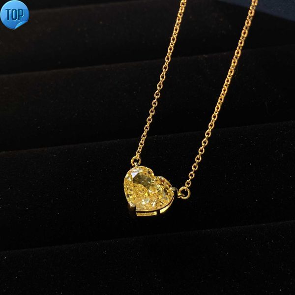 

heart-shaped 12*15 gold high carbon diamond clavicle chain female 40+3cm 925 silver necklace