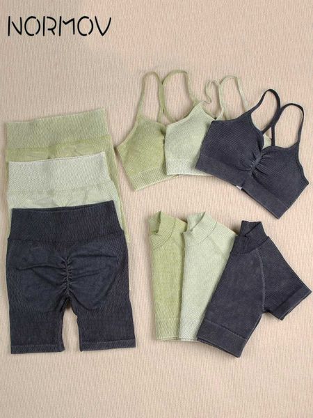 

women's tracksuits normov 1234 pcs yoga sets fitness suits seamless gym set crop high waist pants summer sport 2022, Gray