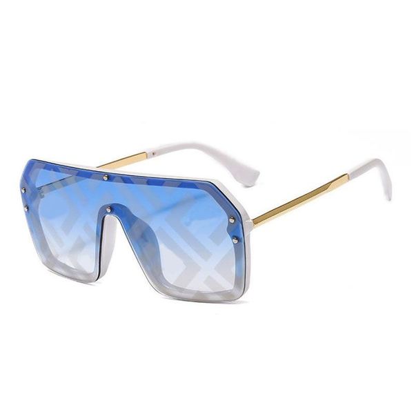

Designer Polarized Square Sunglasses Eyewear Sun Glasses Goggles for Mens Womens Luxury UV400 Anti-reflection Large Full Frame Summer Sports Driving White Blue