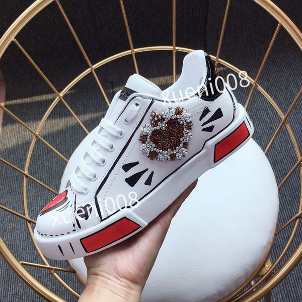 

2023women mens classics brand casual shoes leather lace-up sneaker running trainers letters shoes flat printed sneakers, Red;white