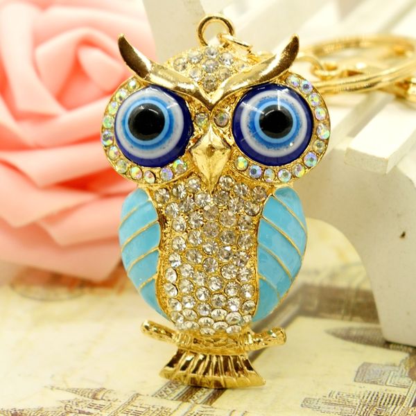 

cute owl sparkling bag charm bling bling keychain crystal rhinestone pendant gift for girls key charms, Slivery;golden