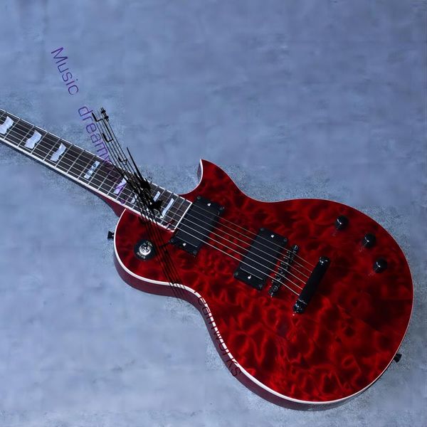 

custom electric guitar, red filled maple veneer guitar, guitar2459