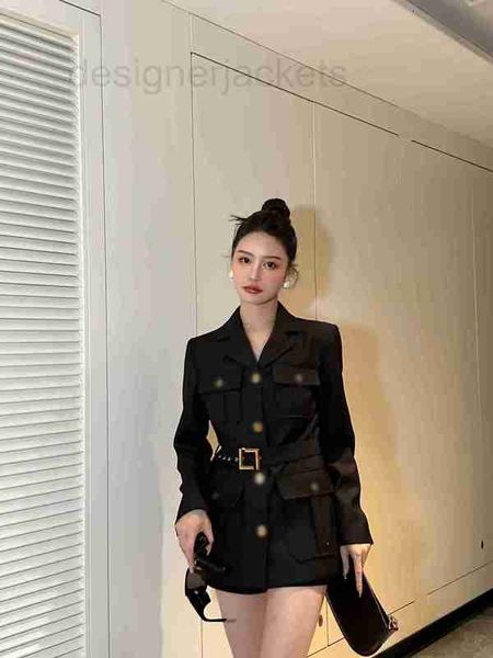 

women's jackets designer high end 23 early spring skilled elegant royal sister style workwear metal waist button coat 1zkd, Black;brown