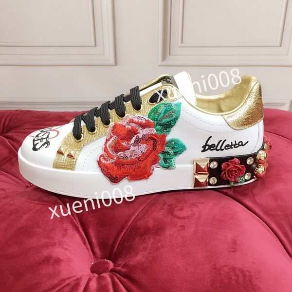 

new mens classics brand casual shoes leather lace-up sneaker running trainers letters shoes flat printed sneakers, Red;white