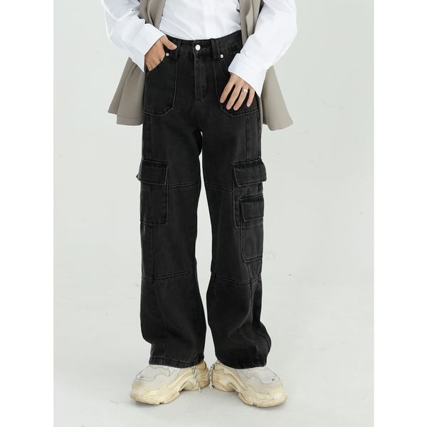 

godlikeu designer black jeans highquality cargo fashion loose streetwear denim trouser, Blue