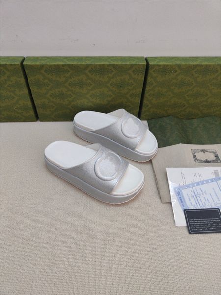 

designer luxury women interlocking g slide sandal with box, Black