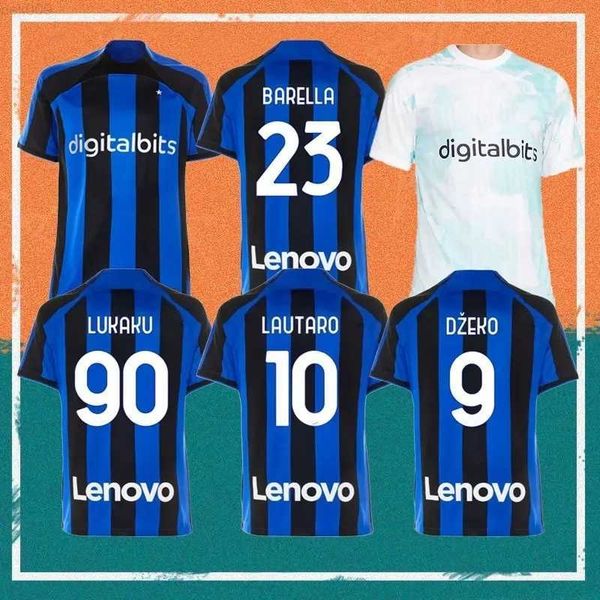 

lukaku 2023 24 inter milans soccer jersey 10 lautaro martinez 90 romelu lukaku 6 stefan de vrij 15 acerbi 95 alessandro bastoni 24 andre ona, Black;yellow