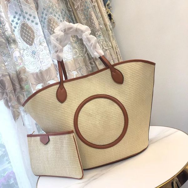 

designer bag raffia basket straw shoulder bags beach tote bag luxury women organization shopping handbag vuittnno original purse large space