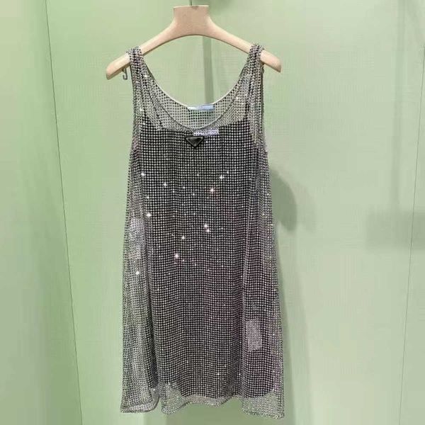 

woman dress designer crystal strap dresses fashion shine frock classic tanks skirts summer casual skirt womens clothing 23ss, Black;gray