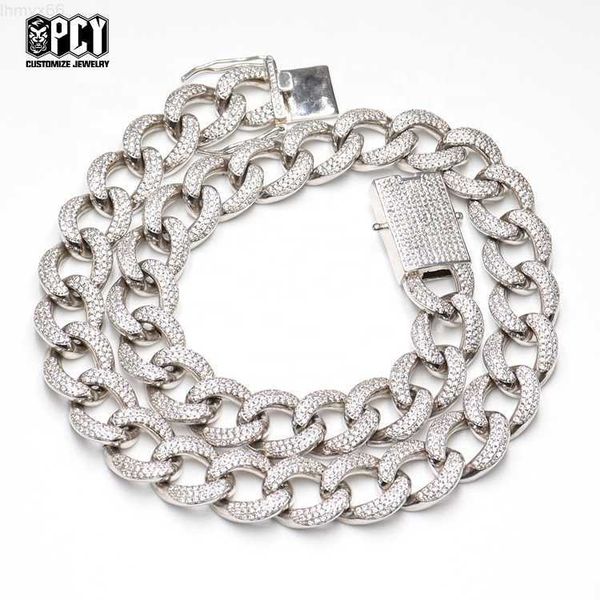 

bling rhinestone golden finish miami cuban link chain necklace men's hip hop necklace jewelry, Silver