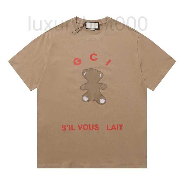 

men's t-shirts designer 2023ss summer new chest bear pattern trend casual versatile loose women's short sleeve t-shirt lvr2, White;black