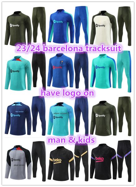 

23 24 barcelona kids tracksuit soccer ansu fati camisetas football memphis pedri 2023 2024 barcelonas training suit griezmann f. de jong men, Black