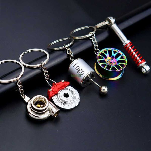 

78pc keychains lanyards creative gear head keychain speed gearbox keyring for car key turbo hub brake disc pendant shock absorber keys holde, Silver