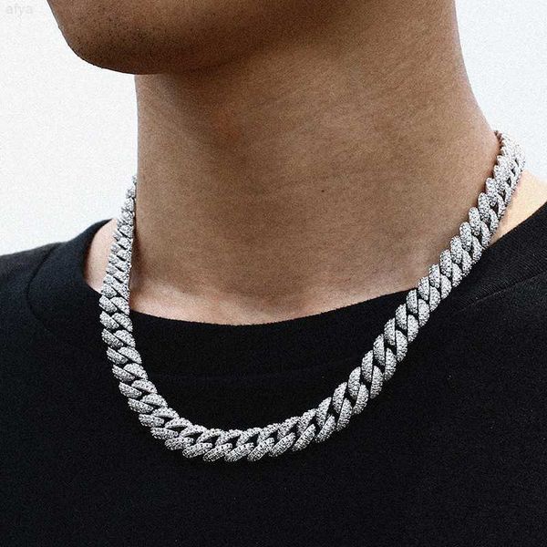 

bling hip hop personal custom 10 mm 925 sterling silver solid gold d-vss moissanite diamonds cuban link chain necklace