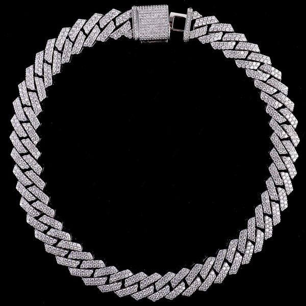 

10mm 2rows vvs pass tester moissanite cuban chain 925 sterling silver gold ice out hip hop chain luxury jewelry