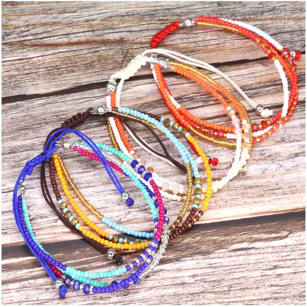 

handmade colorful bohemian style multilayer beads bracelet jewelry for gift, Black