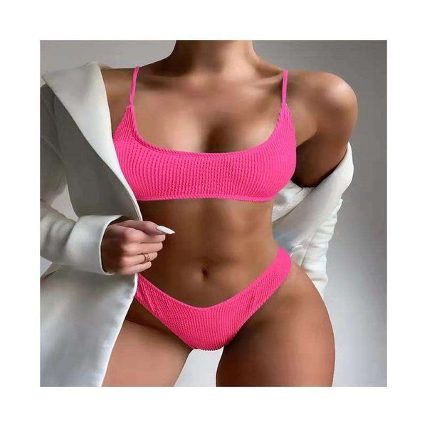 

swimsuit female womens fission pleated simple bikini solid color, White;black