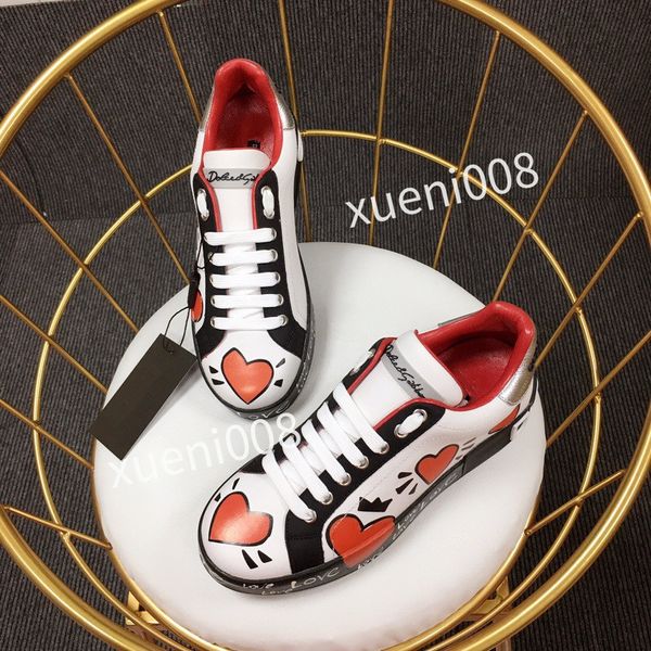 

2023new mens classics brand casual shoes leather lace-up sneaker running trainers letters shoes flat printed sneakers, Red;white