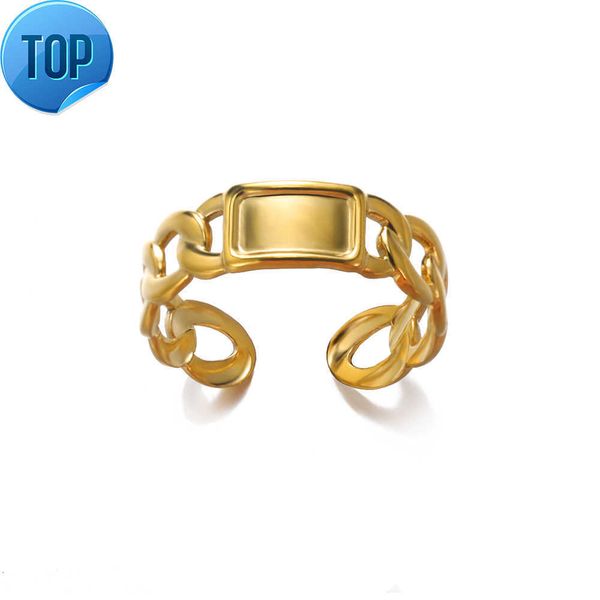 

stainless steel gold chunky curb cuban link chain rings gifts for women, Silver