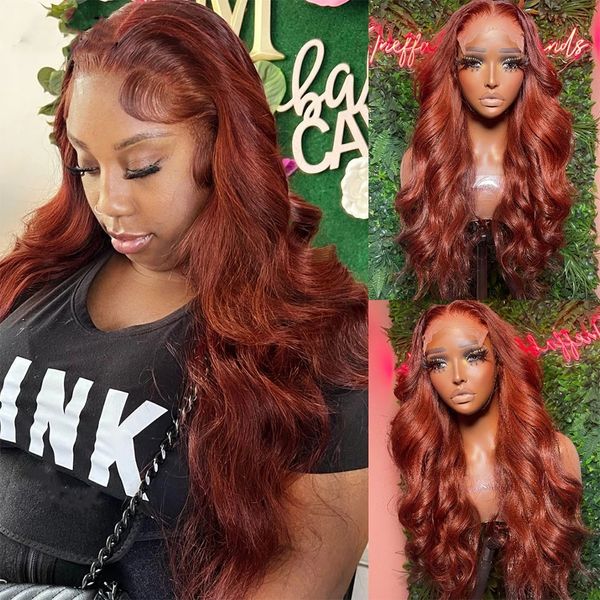 

colored human hair wigs for women reddish brown body wave lace frontal wigs album brown lace closure wigs, Black;brown