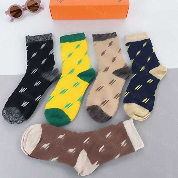 

23ss high-cut socks designer men women socks 5 pairs in box brand full logo jacquard socks pure cotton sweat-absorbent comfortable mens unde, Black