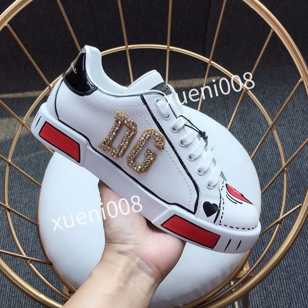 

women mens classics brand casual shoes leather lace-up sneaker running trainers letters shoes flat printed sneakers, Red;white