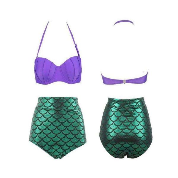 

split swimsuit womens bronzing hard bag shell mermaid high waist, White;black