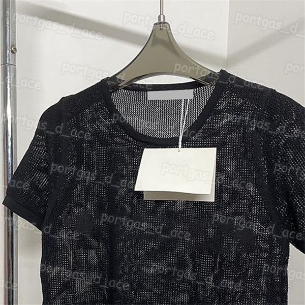 

luxury women t shirt designer see through black round neck t shirts