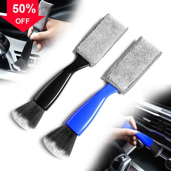 

new double-head detailing cleaning brush car interior dashboard air outlet conditioner grille detailing sweeping duster clean tools