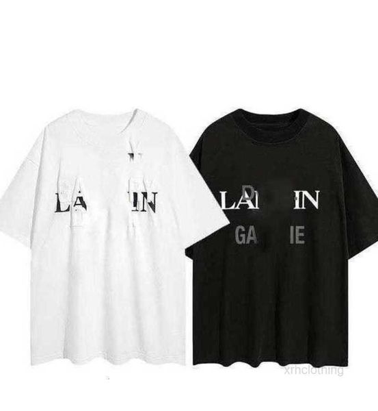 

ss23 designer lanvins t shirt branded high street loose short sleeve couple tshirts for men and women cotton base tee zifb, White;black